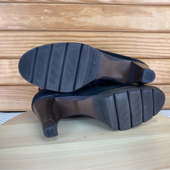 Paul Green Munchen Black Nubuck Leather Side Zip Ankle Boots High Heel Booties - Picture 6 of 13